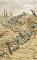  1914-1918 Dessin de soldats Allemands dans les tranchées Drawing German soldiers in the trenches.jpg 